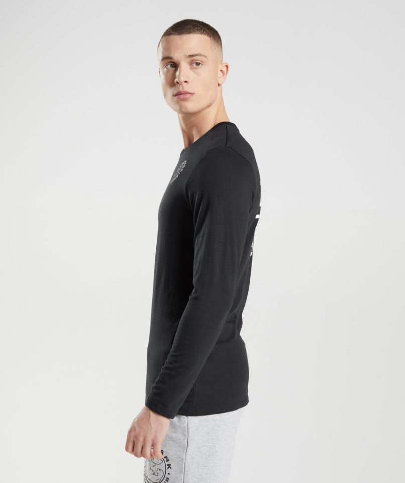 Men's Gymshark Legacy Long Sleeve T-Shirts Black | NZ 3KVJLT